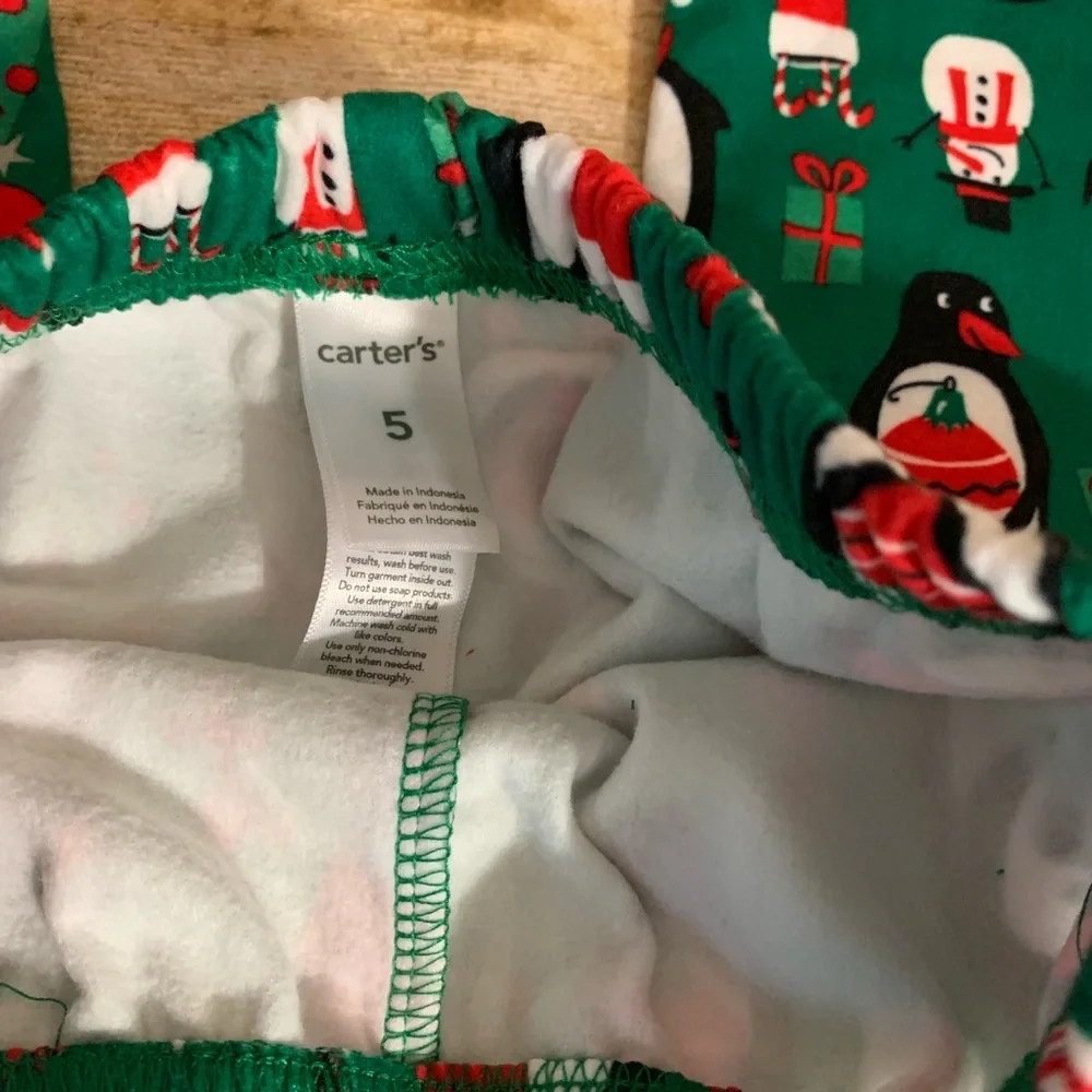 Carters 5 two piece fleece pj set penguin winter flannel warm holiday Christmas